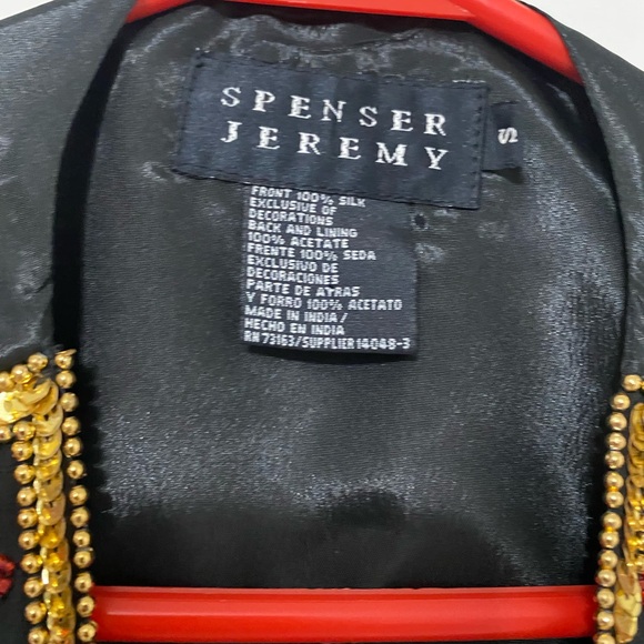 Vintage Spenser Jeremy 90s Leaf Holiday Bead & Embellished Silk Vest Size Small - Picture 7 of 12